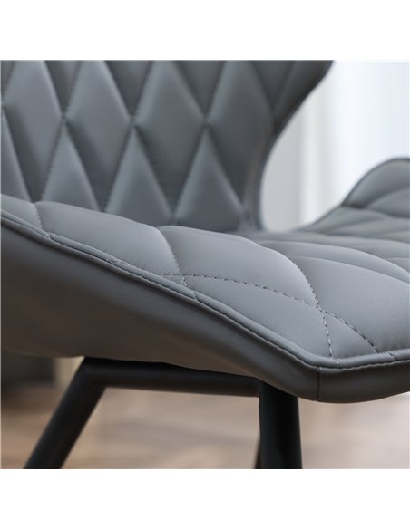 HOMCOM Set of 4 Dining Chairs, Kitchen Chairs with Metal Legs, PU Leather Seat and Backrests, Grey - pic 121736 | FastDaddyshop