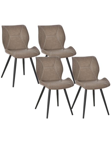 HOMCOM Set of 4 Contrast Stitched PU Leather Racing-Style Dining Chairs Accent Seat w/ Steel Legs Ergonomic Back Padding Home Li - pic 121737 | FastDaddyshop