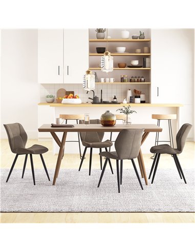 HOMCOM Set of 4 Contrast Stitched PU Leather Racing-Style Dining Chairs Accent Seat w/ Steel Legs Ergonomic Back Padding Home Li