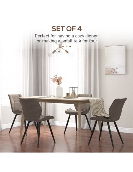 HOMCOM Set of 4 Contrast Stitched PU Leather Racing-Style Dining Chairs Accent Seat w/ Steel Legs Ergonomic Back Padding Home Li - pic 121740 | FastDaddyshop