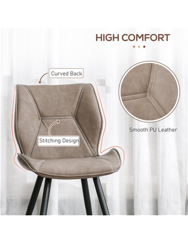 HOMCOM Set of 4 Contrast Stitched PU Leather Racing-Style Dining Chairs Accent Seat w/ Steel Legs Ergonomic Back Padding Home Li