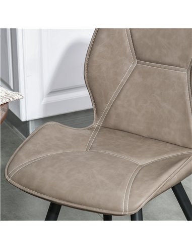 HOMCOM Set of 4 Contrast Stitched PU Leather Racing-Style Dining Chairs Accent Seat w/ Steel Legs Ergonomic Back Padding Home Li