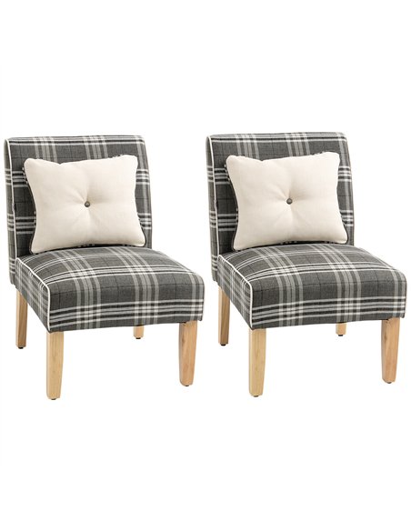 HOMCOM Modern Dining Chairs Set of 2, Accent Chair with Patterned Upholstery, Throw Pillows and Rubber Wood Legs, for Kitchen Li - pic 121746 | FastDaddyshop