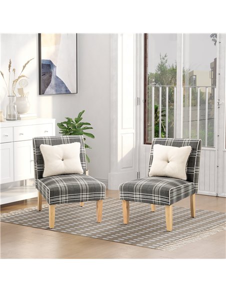 HOMCOM Modern Dining Chairs Set of 2, Accent Chair with Patterned Upholstery, Throw Pillows and Rubber Wood Legs, for Kitchen Li - pic 121747 | FastDaddyshop