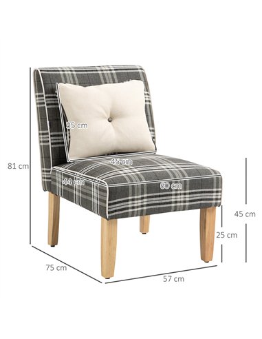 HOMCOM Modern Dining Chairs Set of 2, Accent Chair with Patterned Upholstery, Throw Pillows and Rubber Wood Legs, for Kitchen Li