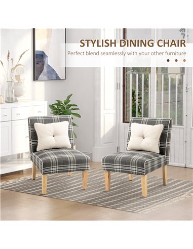 HOMCOM Modern Dining Chairs Set of 2, Accent Chair with Patterned Upholstery, Throw Pillows and Rubber Wood Legs, for Kitchen Li