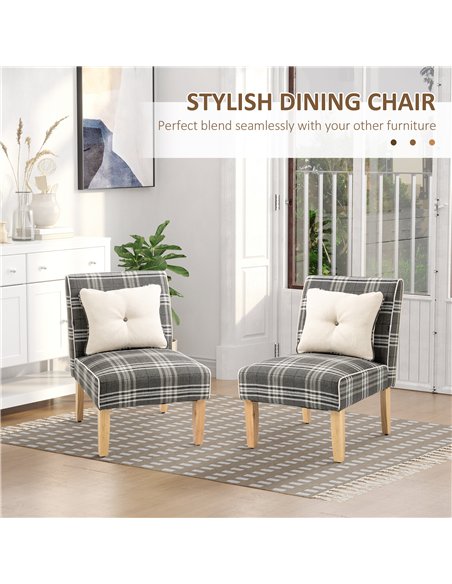 HOMCOM Modern Dining Chairs Set of 2, Accent Chair with Patterned Upholstery, Throw Pillows and Rubber Wood Legs, for Kitchen Li - pic 121749 | FastDaddyshop