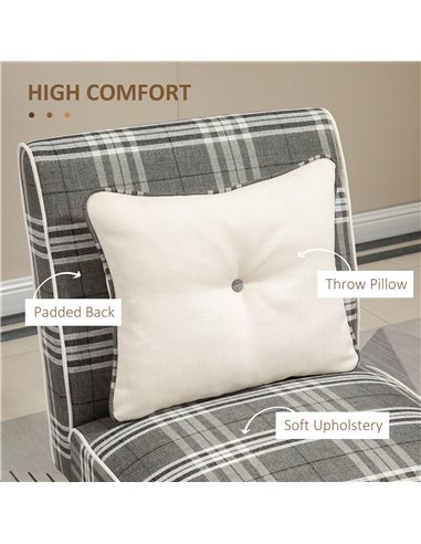 HOMCOM Modern Dining Chairs Set of 2, Accent Chair with Patterned Upholstery, Throw Pillows and Rubber Wood Legs, for Kitchen Li