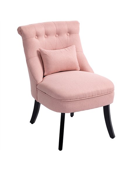HOMCOM Fabric Single Sofa Dining Chair Tub Chair Upholstered W/ Pillow Solid Wood Leg Home Living Room Furniture Pink - pic 121755 | FastDaddyshop