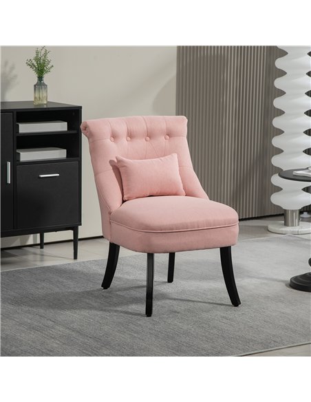 HOMCOM Fabric Single Sofa Dining Chair Tub Chair Upholstered W/ Pillow Solid Wood Leg Home Living Room Furniture Pink - pic 121756 | FastDaddyshop