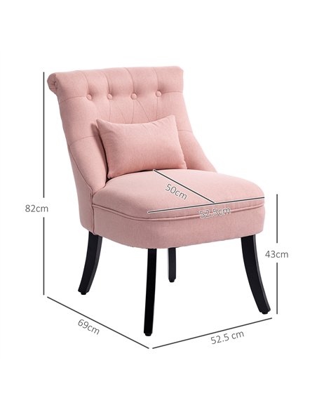 HOMCOM Fabric Single Sofa Dining Chair Tub Chair Upholstered W/ Pillow Solid Wood Leg Home Living Room Furniture Pink - pic 121757 | FastDaddyshop
