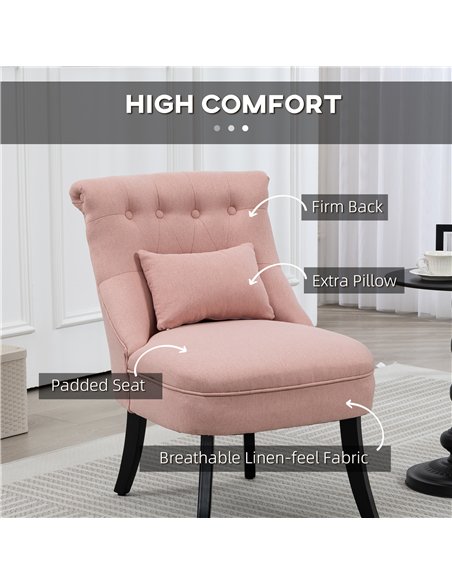 HOMCOM Fabric Single Sofa Dining Chair Tub Chair Upholstered W/ Pillow Solid Wood Leg Home Living Room Furniture Pink - pic 121758 | FastDaddyshop