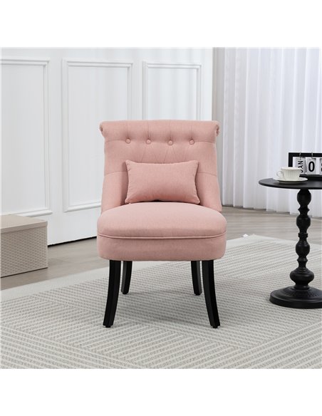 HOMCOM Fabric Single Sofa Dining Chair Tub Chair Upholstered W/ Pillow Solid Wood Leg Home Living Room Furniture Pink - pic 121760 | FastDaddyshop