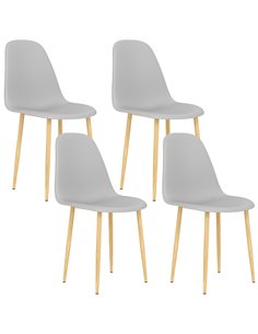 HOMCOM Modern Dining Chairs Set of 4, Kitchen Chairs with Backrest and Steel Legs for Dining Room, Living Room, Grey