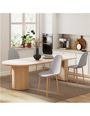 HOMCOM Modern Dining Chairs Set of 4, Kitchen Chairs with Backrest and Steel Legs for Dining Room, Living Room, Grey