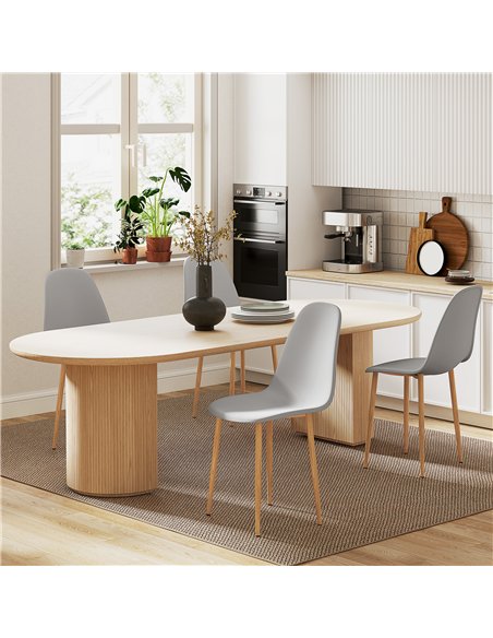 HOMCOM Modern Dining Chairs Set of 4, Kitchen Chairs with Backrest and Steel Legs for Dining Room, Living Room, Grey - pic 121765 | FastDaddyshop