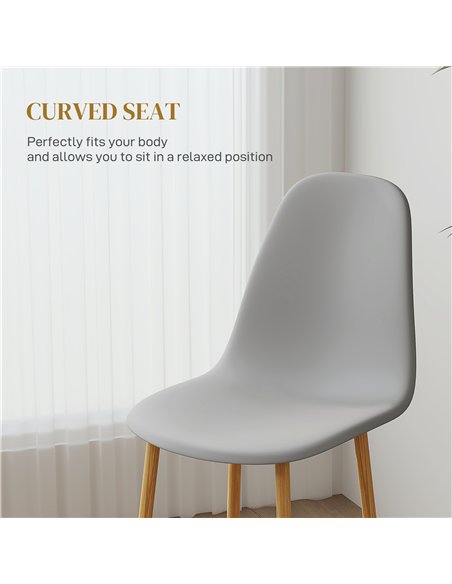 HOMCOM Modern Dining Chairs Set of 4, Kitchen Chairs with Backrest and Steel Legs for Dining Room, Living Room, Grey - pic 121768 | FastDaddyshop