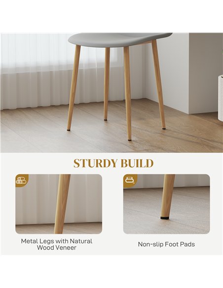 HOMCOM Modern Dining Chairs Set of 4, Kitchen Chairs with Backrest and Steel Legs for Dining Room, Living Room, Grey - pic 121769 | FastDaddyshop