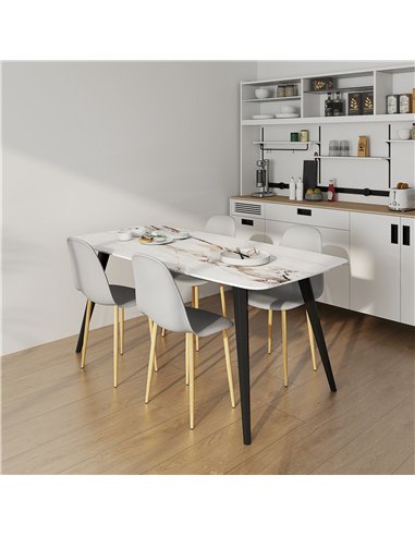 HOMCOM Modern Dining Chairs Set of 4, Kitchen Chairs with Backrest and Steel Legs for Dining Room, Living Room, Grey
