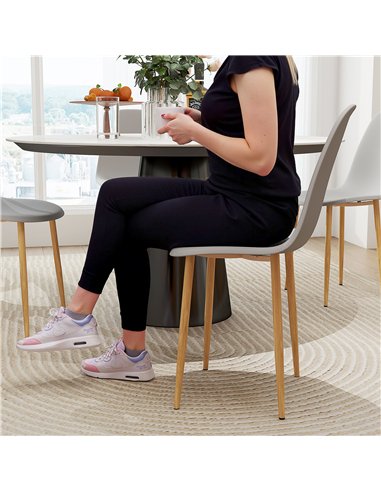 HOMCOM Modern Dining Chairs Set of 4, Kitchen Chairs with Backrest and Steel Legs for Dining Room, Living Room, Grey