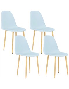 HOMCOM Modern Dining Chairs Set of 4, Kitchen Chairs with Backrest and Steel Legs for Dining Room, Living Room, Light Blue
