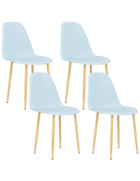 HOMCOM Modern Dining Chairs Set of 4, Kitchen Chairs with Backrest and Steel Legs for Dining Room, Living Room, Light Blue - pic 121773 | FastDaddyshop