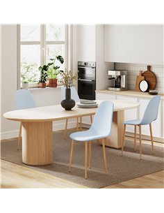 HOMCOM Modern Dining Chairs Set of 4, Kitchen Chairs with Backrest and Steel Legs for Dining Room, Living Room, Light Blue 2