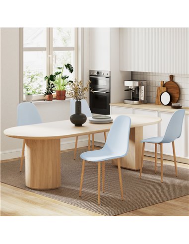 HOMCOM Modern Dining Chairs Set of 4, Kitchen Chairs with Backrest and Steel Legs for Dining Room, Living Room, Light Blue