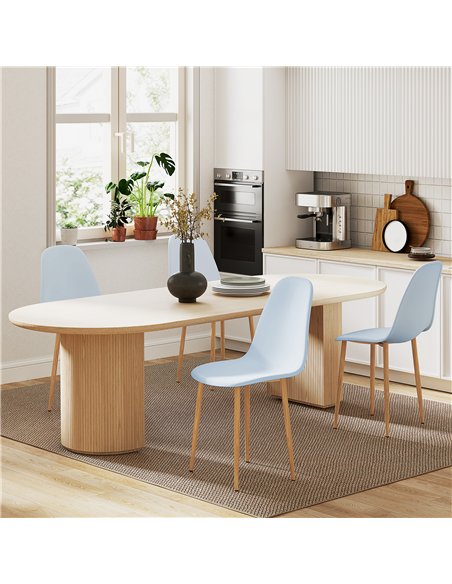 HOMCOM Modern Dining Chairs Set of 4, Kitchen Chairs with Backrest and Steel Legs for Dining Room, Living Room, Light Blue - pic 121774 | FastDaddyshop