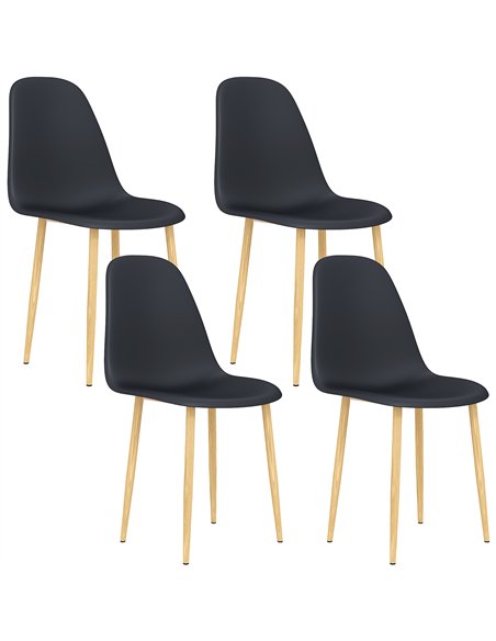HOMCOM Modern Dining Chairs Set of 4, Kitchen Chairs with Backrest and Steel Legs for Dining Room, Living Room, Black - pic 121782 | FastDaddyshop