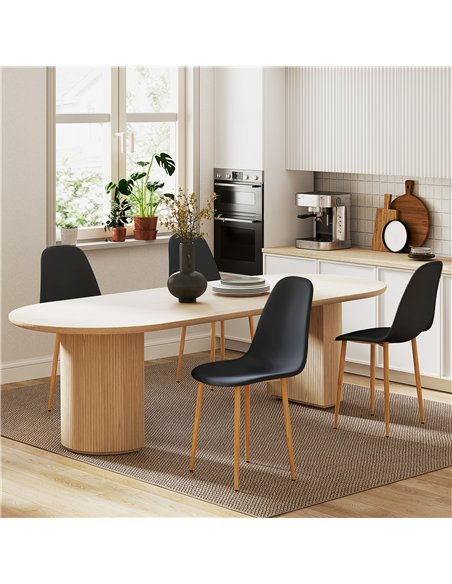 HOMCOM Modern Dining Chairs Set of 4, Kitchen Chairs with Backrest and Steel Legs for Dining Room, Living Room, Black - pic 121783 | FastDaddyshop