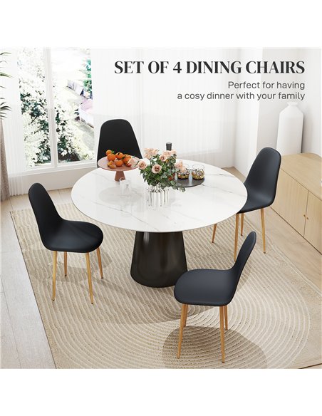 HOMCOM Modern Dining Chairs Set of 4, Kitchen Chairs with Backrest and Steel Legs for Dining Room, Living Room, Black - pic 121785 | FastDaddyshop