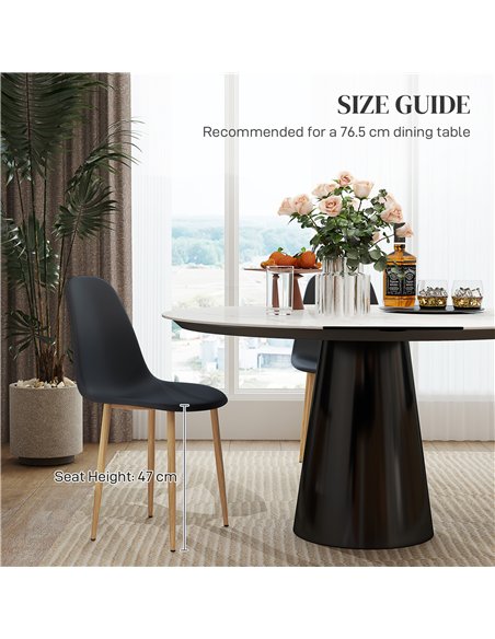 HOMCOM Modern Dining Chairs Set of 4, Kitchen Chairs with Backrest and Steel Legs for Dining Room, Living Room, Black - pic 121788 | FastDaddyshop