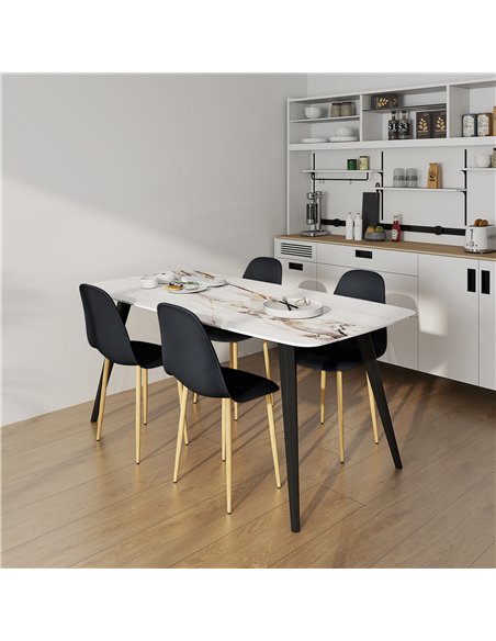 HOMCOM Modern Dining Chairs Set of 4, Kitchen Chairs with Backrest and Steel Legs for Dining Room, Living Room, Black - pic 121789 | FastDaddyshop