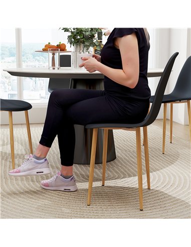 HOMCOM Modern Dining Chairs Set of 4, Kitchen Chairs with Backrest and Steel Legs for Dining Room, Living Room, Black