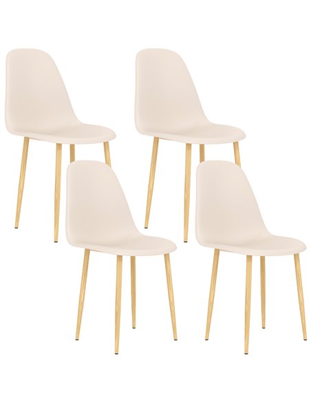 HOMCOM Modern Dining Chairs Set of 4, Kitchen Chairs with Backrest and Steel Legs for Dining Room, Living Room, Khaki - pic 121791 | FastDaddyshop