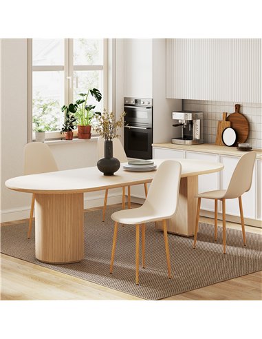 HOMCOM Modern Dining Chairs Set of 4, Kitchen Chairs with Backrest and Steel Legs for Dining Room, Living Room, Khaki