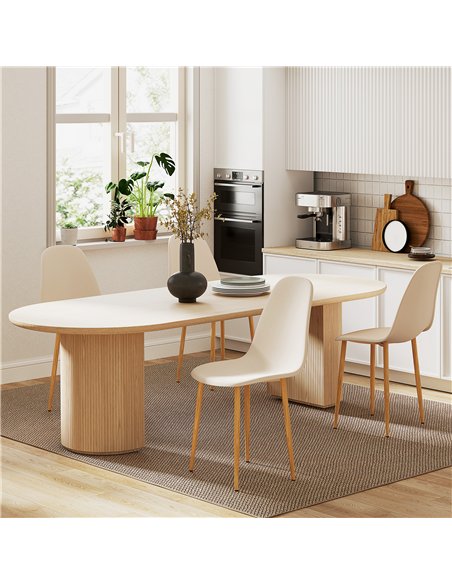 HOMCOM Modern Dining Chairs Set of 4, Kitchen Chairs with Backrest and Steel Legs for Dining Room, Living Room, Khaki - pic 121792 | FastDaddyshop