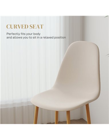 HOMCOM Modern Dining Chairs Set of 4, Kitchen Chairs with Backrest and Steel Legs for Dining Room, Living Room, Khaki