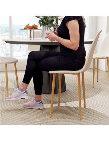 HOMCOM Modern Dining Chairs Set of 4, Kitchen Chairs with Backrest and Steel Legs for Dining Room, Living Room, Khaki