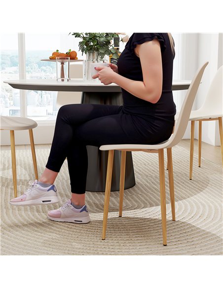 HOMCOM Modern Dining Chairs Set of 4, Kitchen Chairs with Backrest and Steel Legs for Dining Room, Living Room, Khaki - pic 121799 | FastDaddyshop