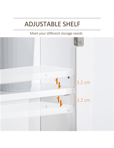kleankin Bathroom Furniture Set, Mirror Cabinet Wall Mounted with Adjustable Shelf, Bathroom Sink Cabinet with Storage, White an