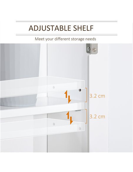 kleankin Bathroom Furniture Set, Mirror Cabinet Wall Mounted with Adjustable Shelf, Bathroom Sink Cabinet with Storage, White an - pic 121803 | FastDaddyshop