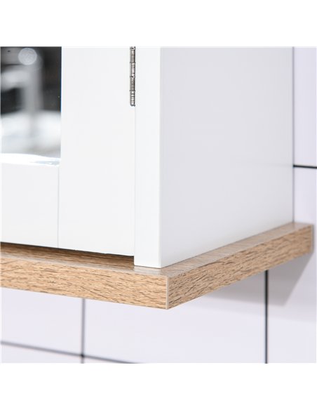 kleankin Bathroom Furniture Set, Mirror Cabinet Wall Mounted with Adjustable Shelf, Bathroom Sink Cabinet with Storage, White an - pic 121806 | FastDaddyshop