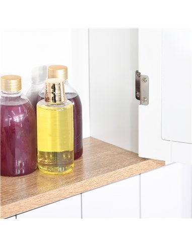 kleankin Bathroom Furniture Set, Mirror Cabinet Wall Mounted with Adjustable Shelf, Bathroom Sink Cabinet with Storage, White an