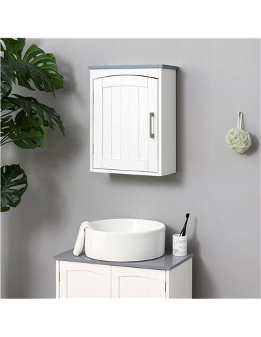 kleankin Bathroom Cabinet Wall Mounted, Modern Bathroom Wall Cabinet with Arched Door and Adjustable Shelf, Bathroom Storage Cab