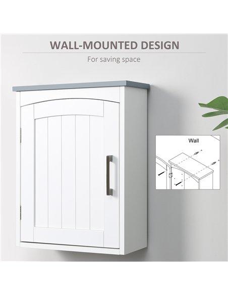 kleankin Bathroom Cabinet Wall Mounted, Modern Bathroom Wall Cabinet with Arched Door and Adjustable Shelf, Bathroom Storage Cab - pic 121814 | FastDaddyshop