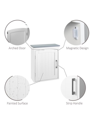 kleankin Bathroom Cabinet Wall Mounted, Modern Bathroom Wall Cabinet with Arched Door and Adjustable Shelf, Bathroom Storage Cab