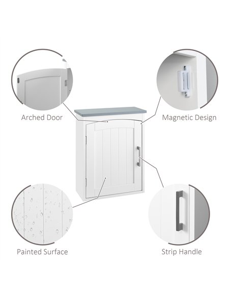 kleankin Bathroom Cabinet Wall Mounted, Modern Bathroom Wall Cabinet with Arched Door and Adjustable Shelf, Bathroom Storage Cab - pic 121815 | FastDaddyshop