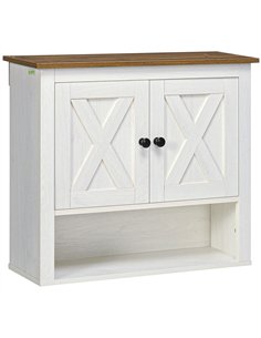 kleankin On-Wall Farmhouse Bathroom Storage Cabinet - White